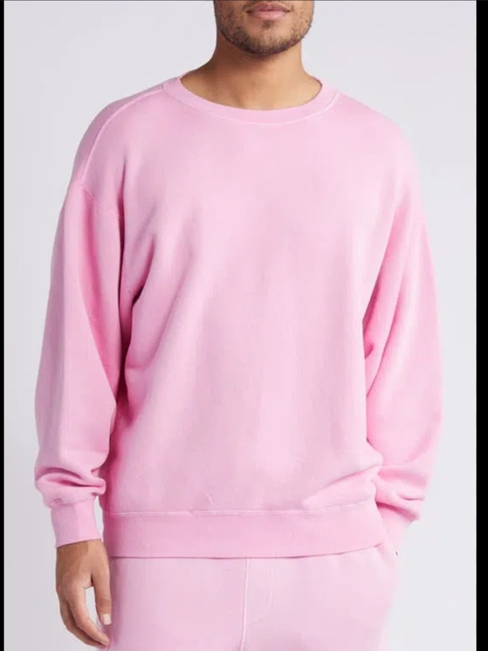 Elwood Organic Cotton Oversized Crewneck Sweatshirt Pink Men’s Unisex M Terry